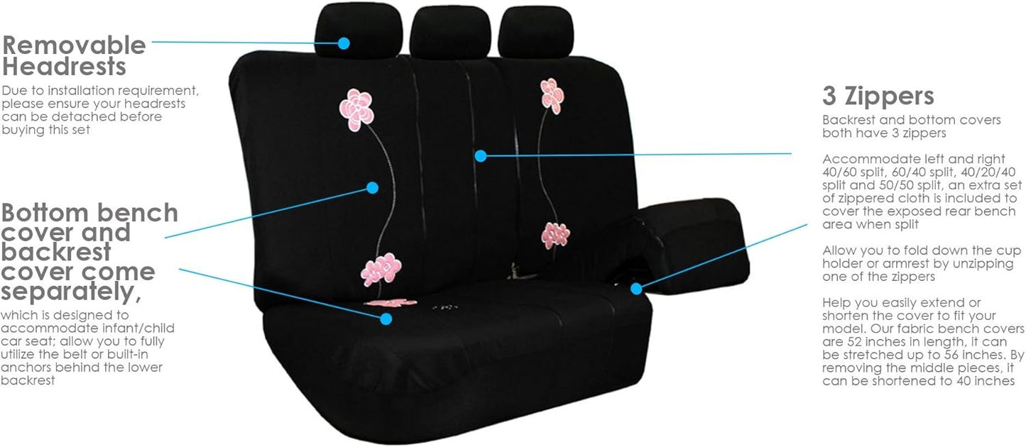 Full Set Cloth Car Seat Covers, Universal Fit, Low Back Front Seat Covers
