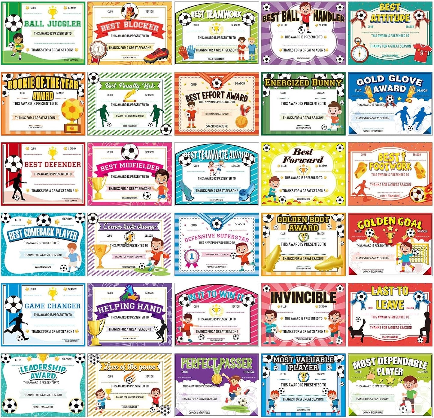 94Pcs Student of Award Certificates End of School Random style shipping Softball
