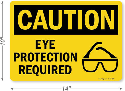 Adhesive Vinyl OSHA Safety Sign, Legend "Caution: Eye Protection Required"