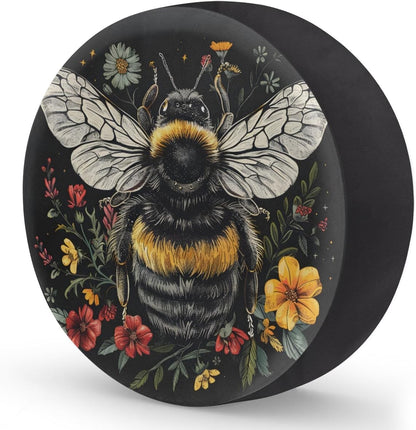 Spare Tire Cover Bee and Flowers Wheel Covers Protectors Waterproof Dust-Proof
