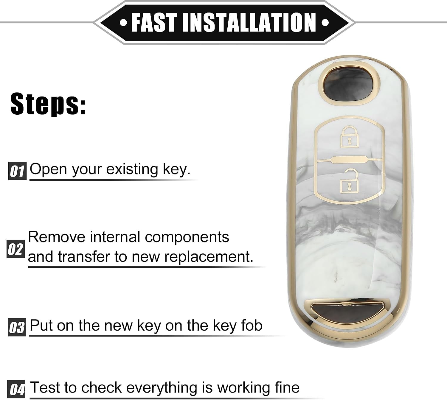 Key Fob Cover Compatible for Mazda CX-3 CX-4, 2 Button Porcelain Pattern Fashion
