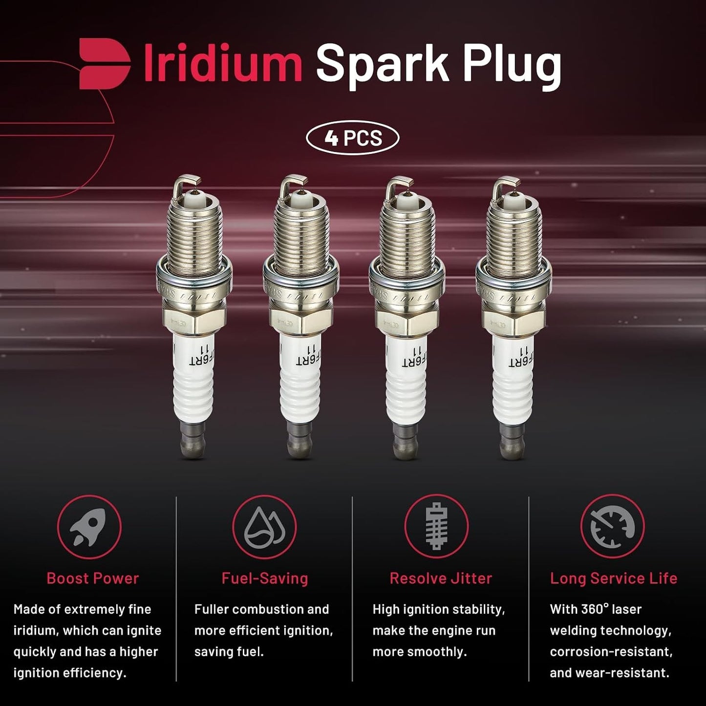 Set of 4 Iridium Spark Plug with Toyota Camry RAV4 Corolla Highlander Matrix