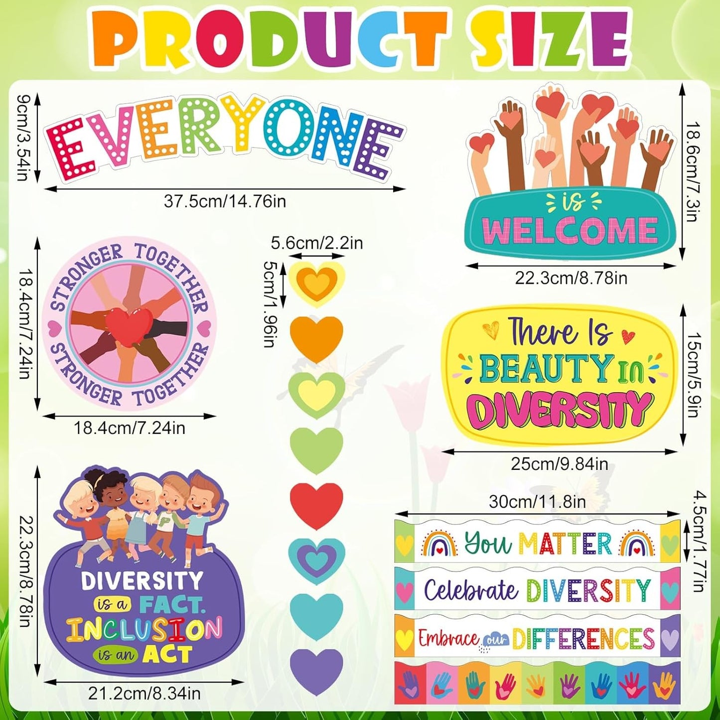 81 Pcs Diversity Bulletin Board Set Inclusive Everyone is Welcome Classroom