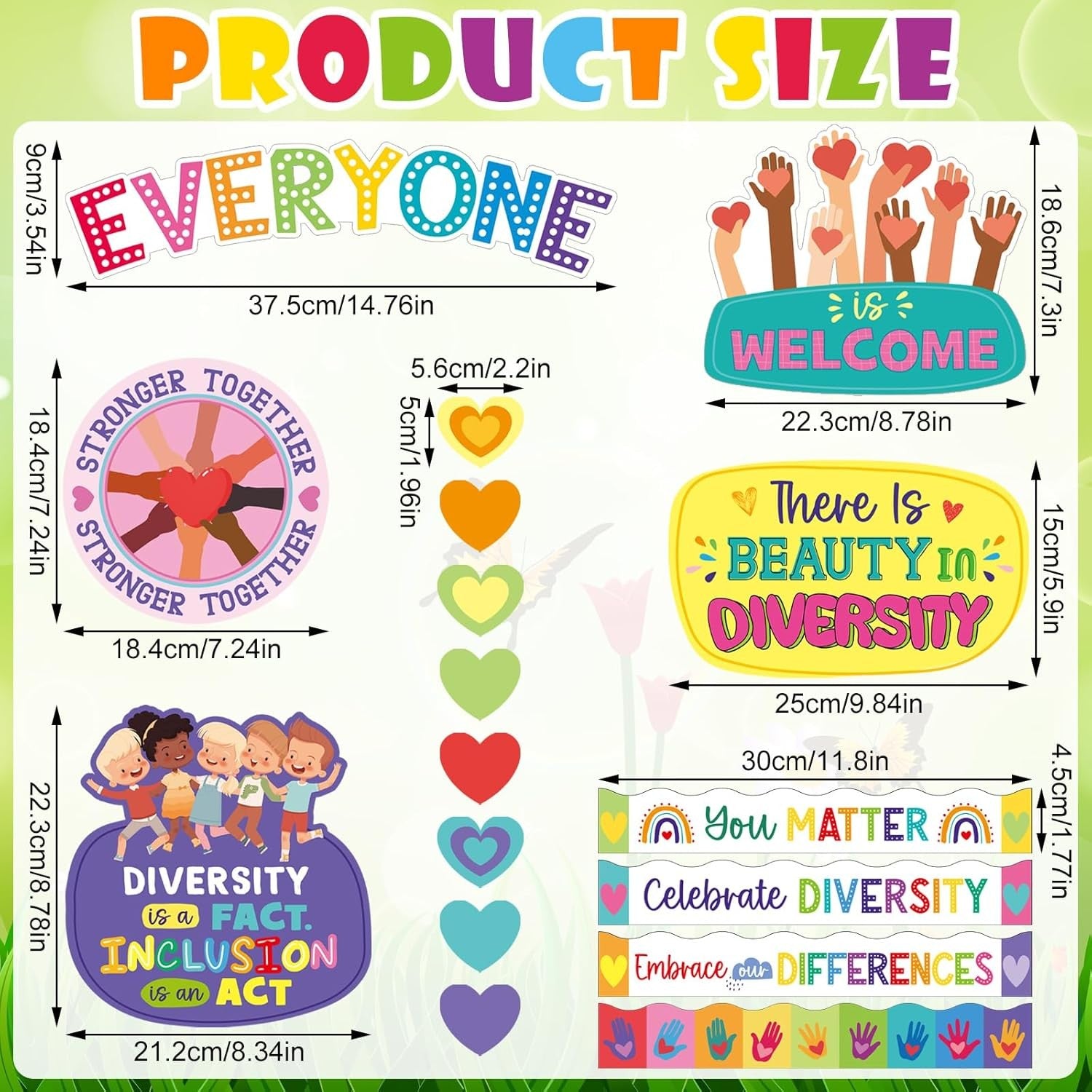 81 Pcs Diversity Bulletin Board Set Inclusive Everyone is Welcome Classroom