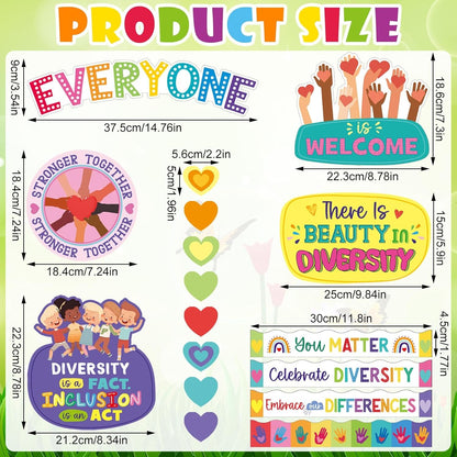81 Pcs Diversity Bulletin Board Set Inclusive Everyone is Welcome Classroom