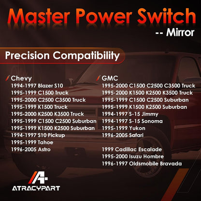 Power Mirror Switch for 1994-2000 Chevy GMC C1500 C2500 C3500 K1500 K2500 K3500
