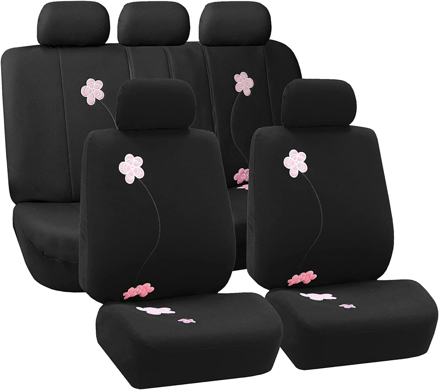Full Set Cloth Car Seat Covers, Universal Fit, Low Back Front Seat Covers