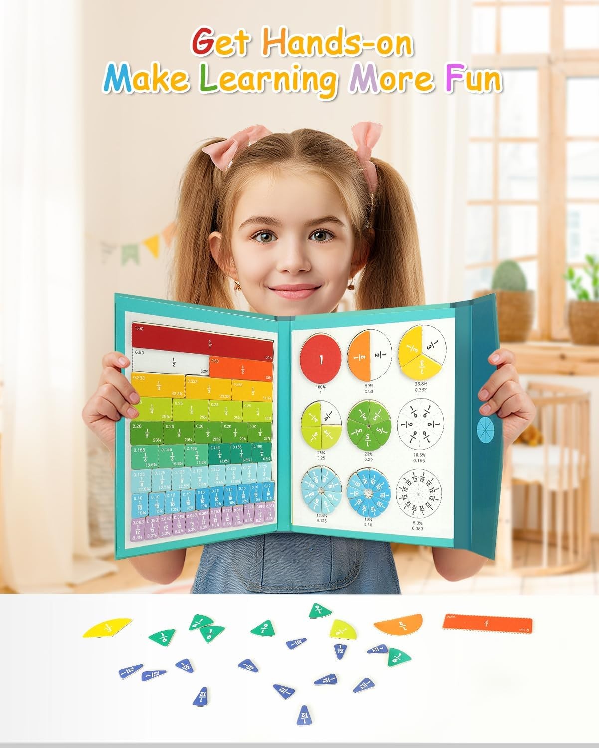 Magnetic Fraction Demonstration Book, Fraction Tiles & Circles Set | Educational