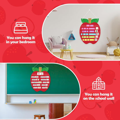 Pocket Chart with 6 Pockets, Red, Wall Organization for Daily Schedule, Class
