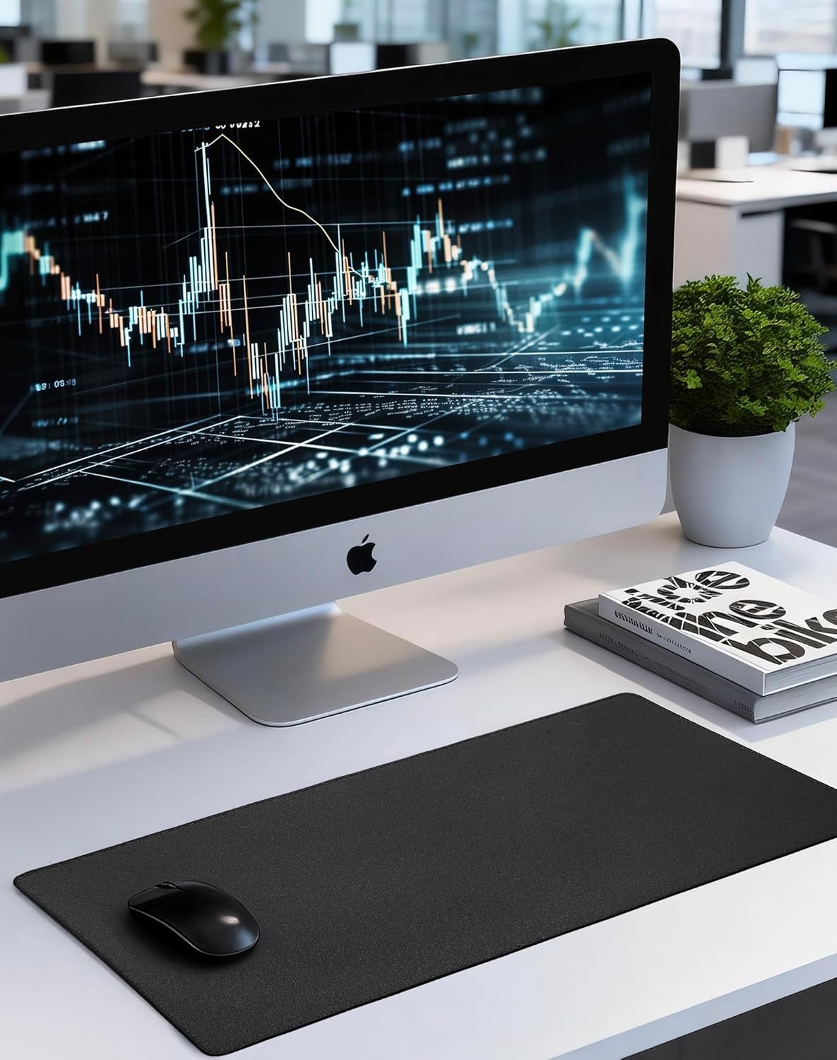 Black Waterproof Desk Mat, Large Mouse Pad with Extended 11.81''x31.50''x0.12''