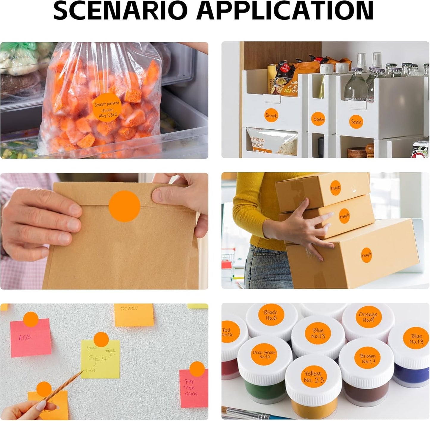 1 Inch Color Code Dot Sticker Labels,Orange Circle Stickers, Round Dots,720 Pcs