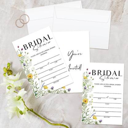 25 Pcs Wedding Invites, Floral Bridal Shower Invitations, Wedding Invitation