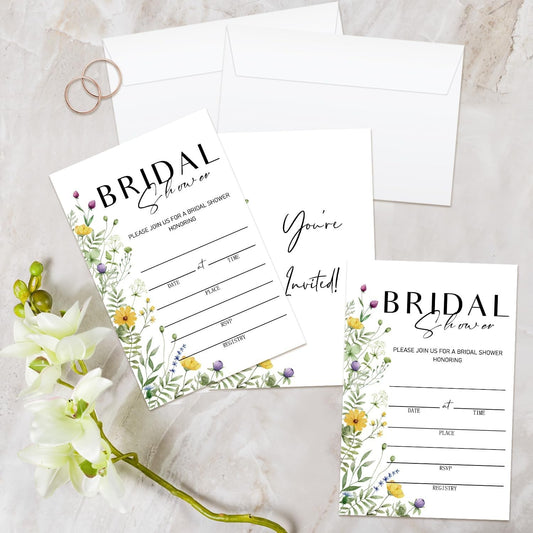25 Pcs Wedding Invites, Floral Bridal Shower Invitations, Wedding Invitation