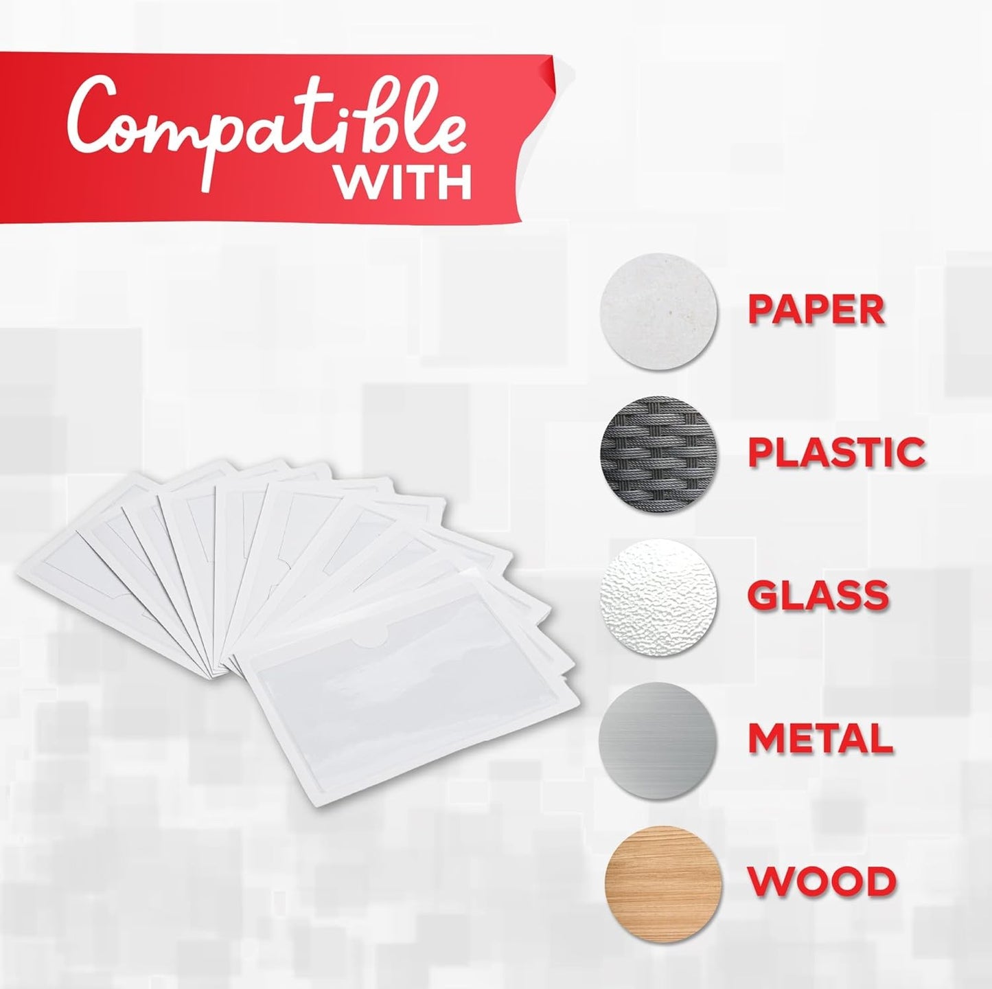 Clear Adhesive Pockets for Labels 3" x 5" 50Pack Self Adhesive Index Card Holder