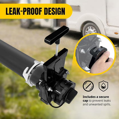 51170 RV Waste Valve 3" with Clear Adapter and Cap – Leak-Proof, Odor Blocking