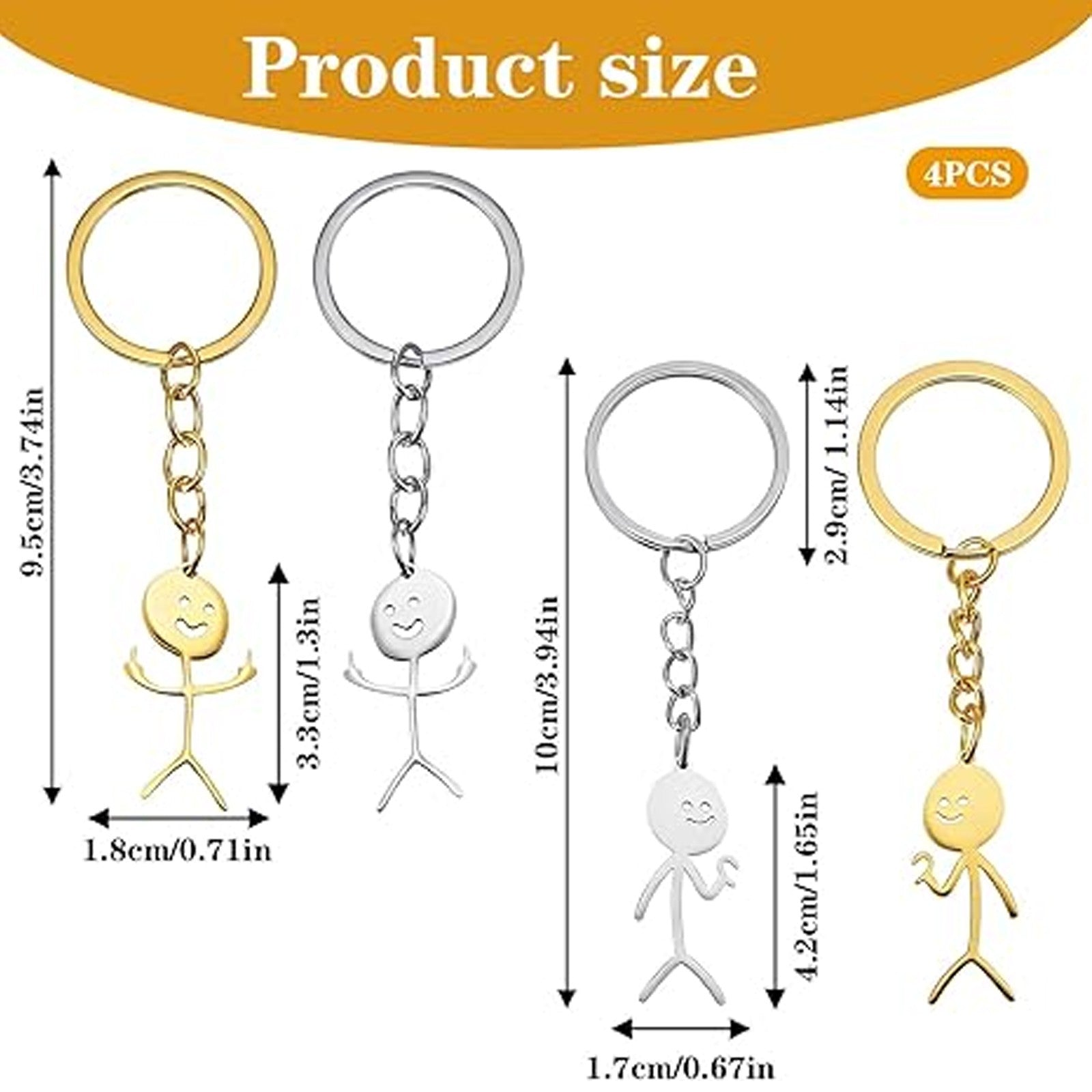 4 Pcs Middle Finger Gifts, Funny Keychains for Men Women, Personalized Matching