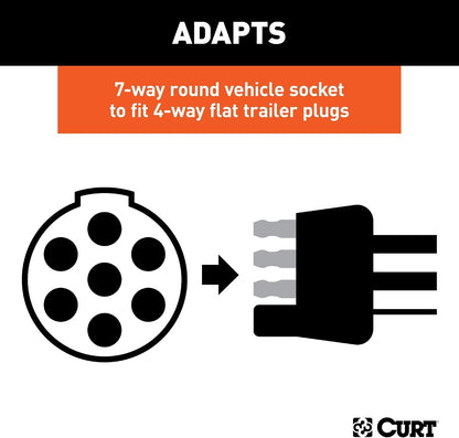 57040 Trailer Wiring Adapter, 7-Way Round Vehicle Socket to 4-Way Flat Trailer