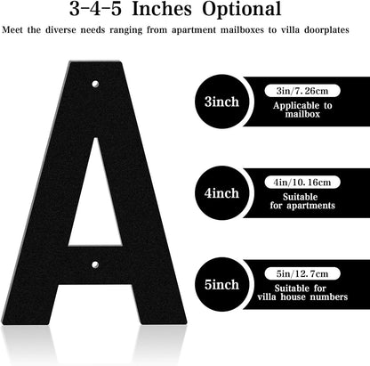 3Inch Black Metal Outdoor Address Signs With Numbers And Letters,Waterproof（H）