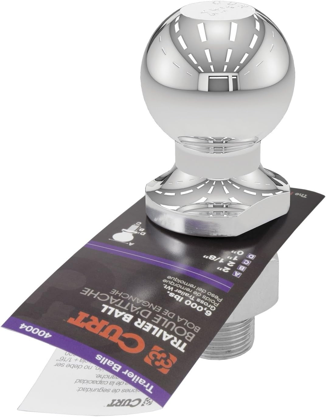 40004 Chrome Trailer Hitch Ball, 6,000 lbs, 2-Inch Diameter 1 x 2-1/8-Inch Shank