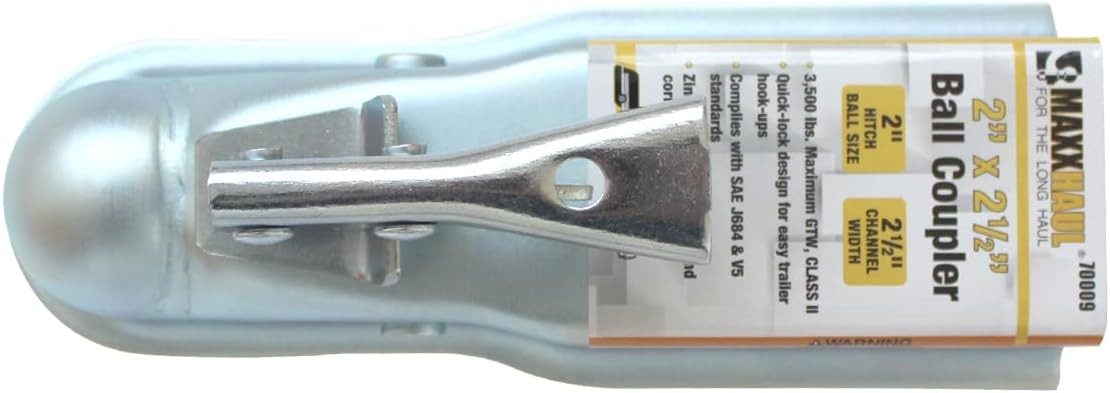 70009 Straight Tongue Trailer Coupler 2-1/2" Channel, 2" Ball, 3,500 lbs