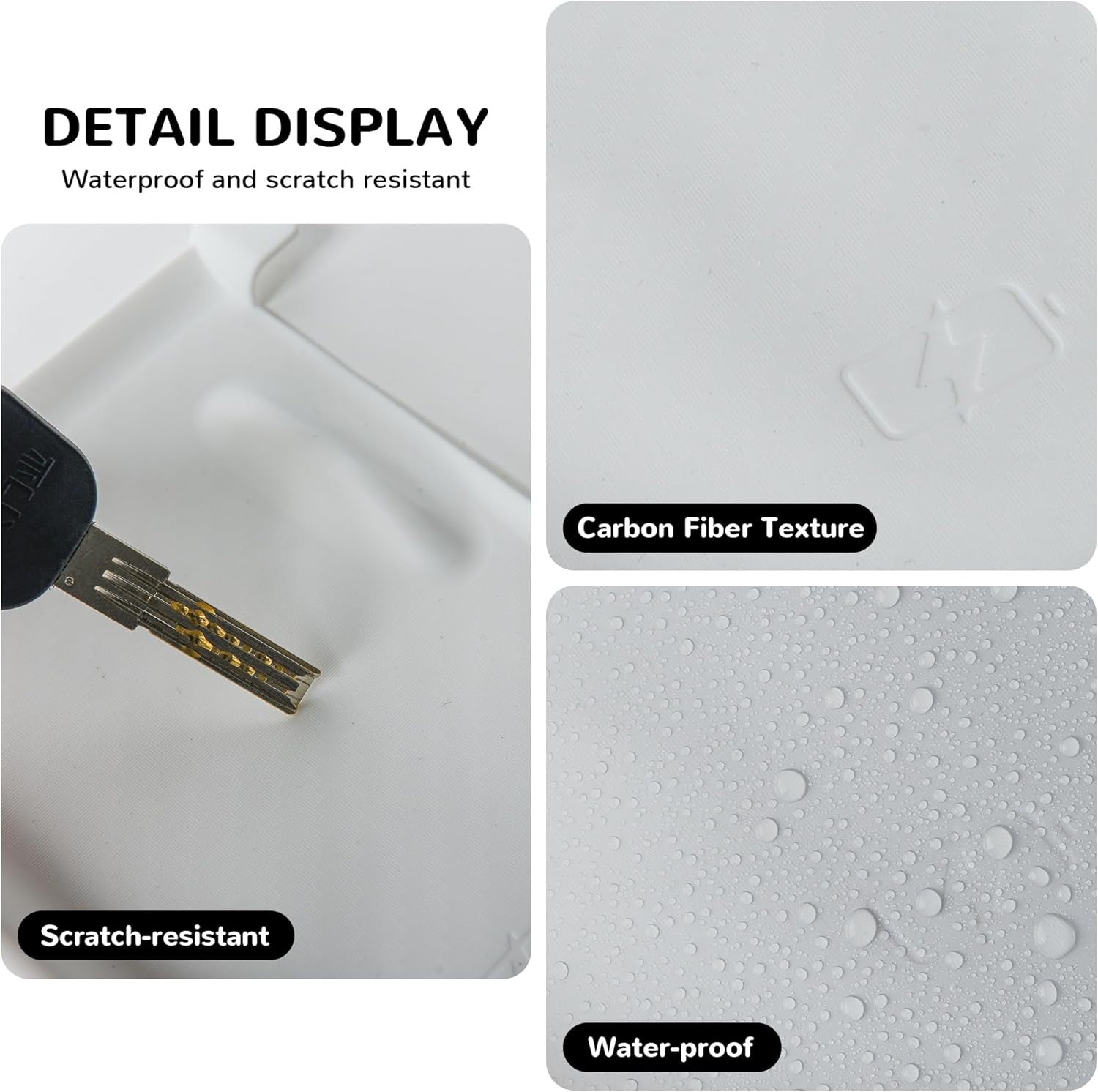 Center Console Silicone Mat(White Carbon Fiber Texture) Designed for Tesla Model