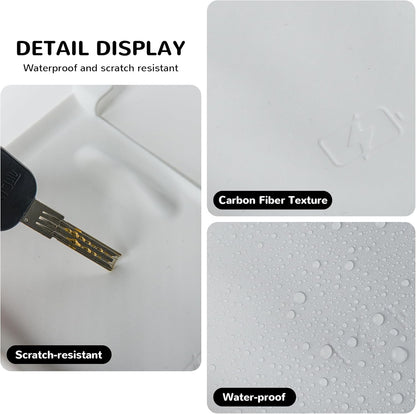 Center Console Silicone Mat(White Carbon Fiber Texture) Designed for Tesla Model
