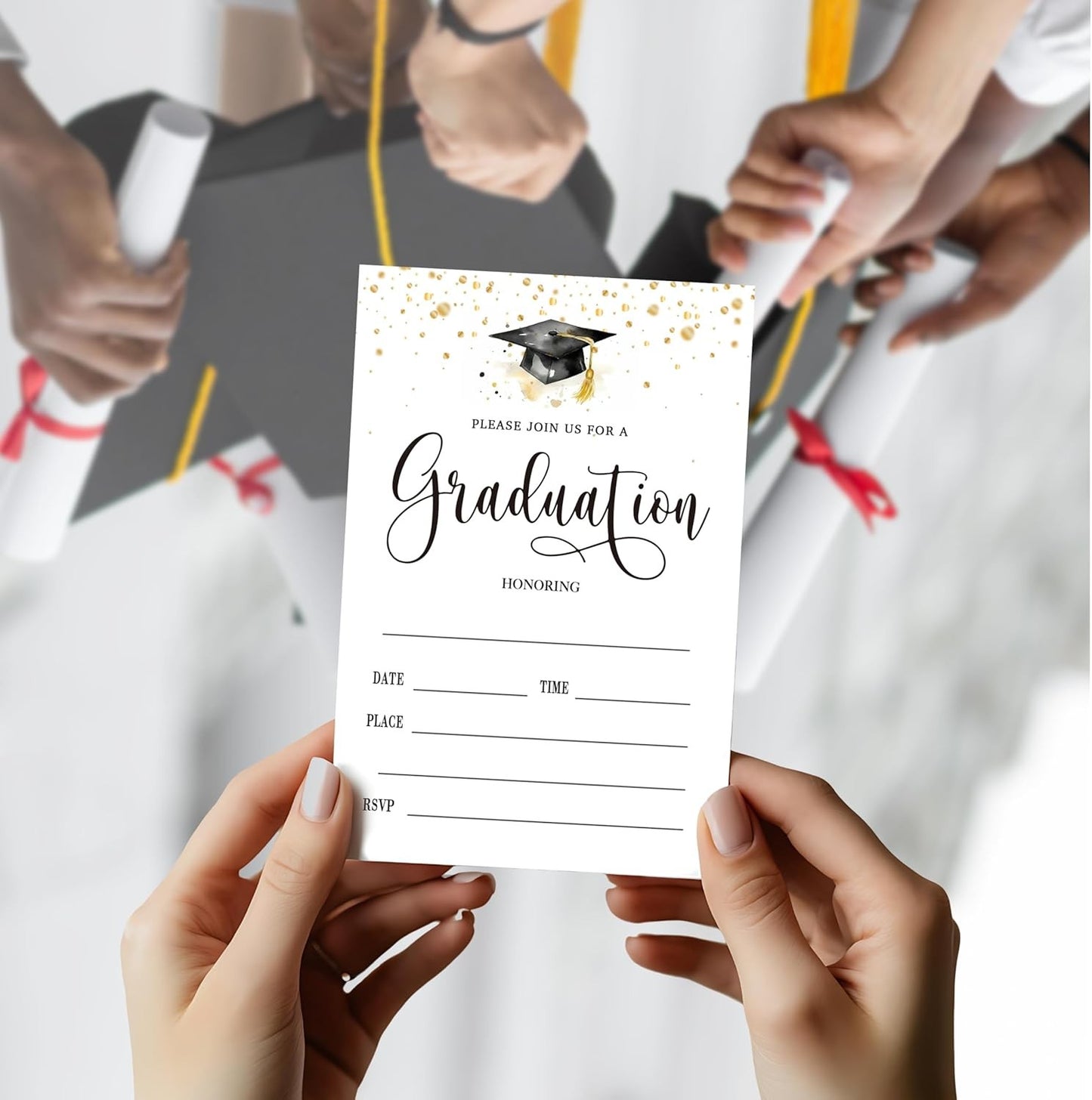 Graduation Party Invitations Watercolor Grad Announcement Cards For High School