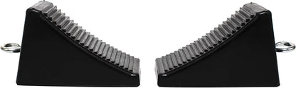 50011 Heavy-Duty Rubber Wheel Chocks with Eyebolt, Anti-Slip Design 2 Pack