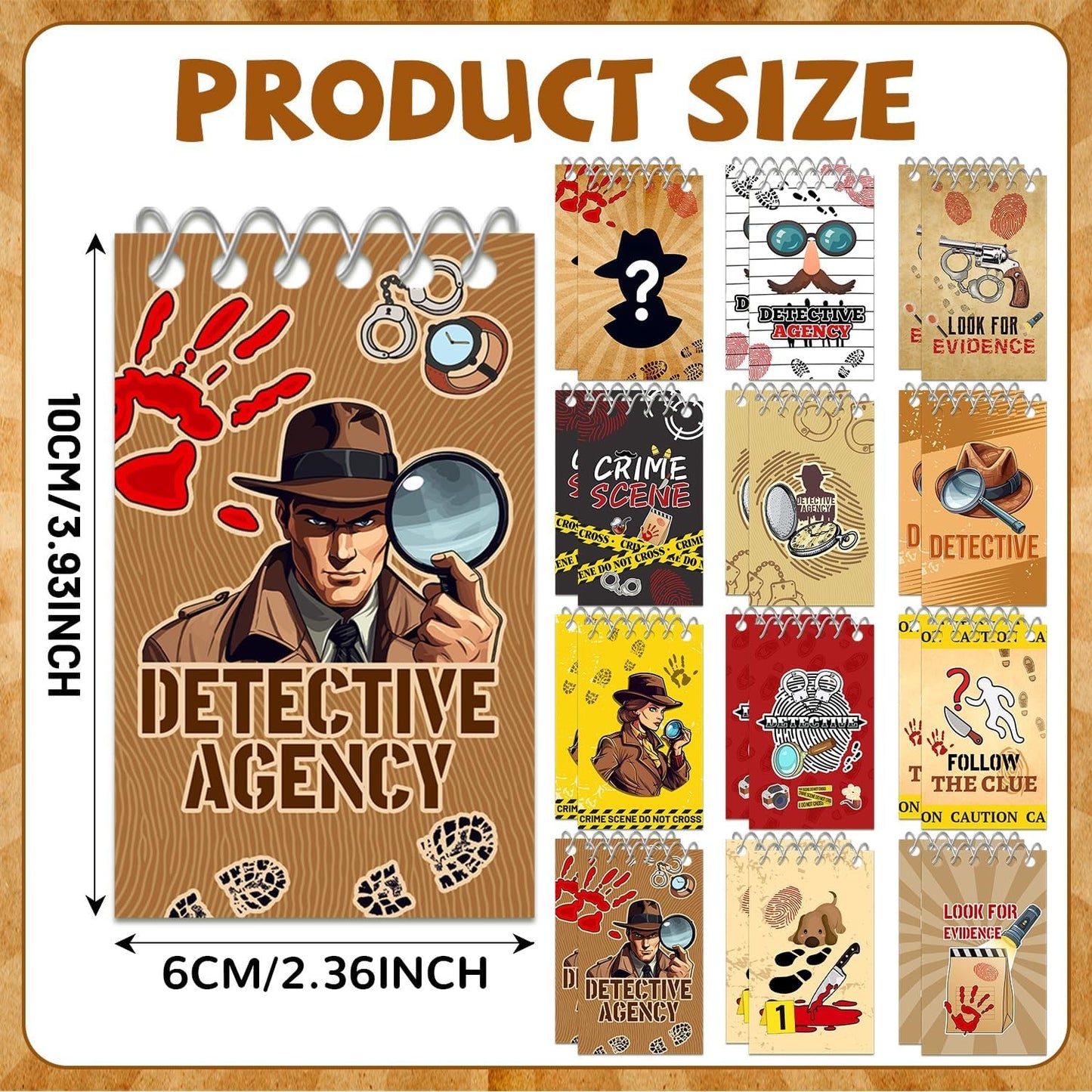 24 Pcs Detective Mini Spiral Notebooks, Detective Pocket Notepads Journal Memo