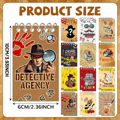 24 Pcs Detective Mini Spiral Notebooks, Detective Pocket Notepads Journal Memo