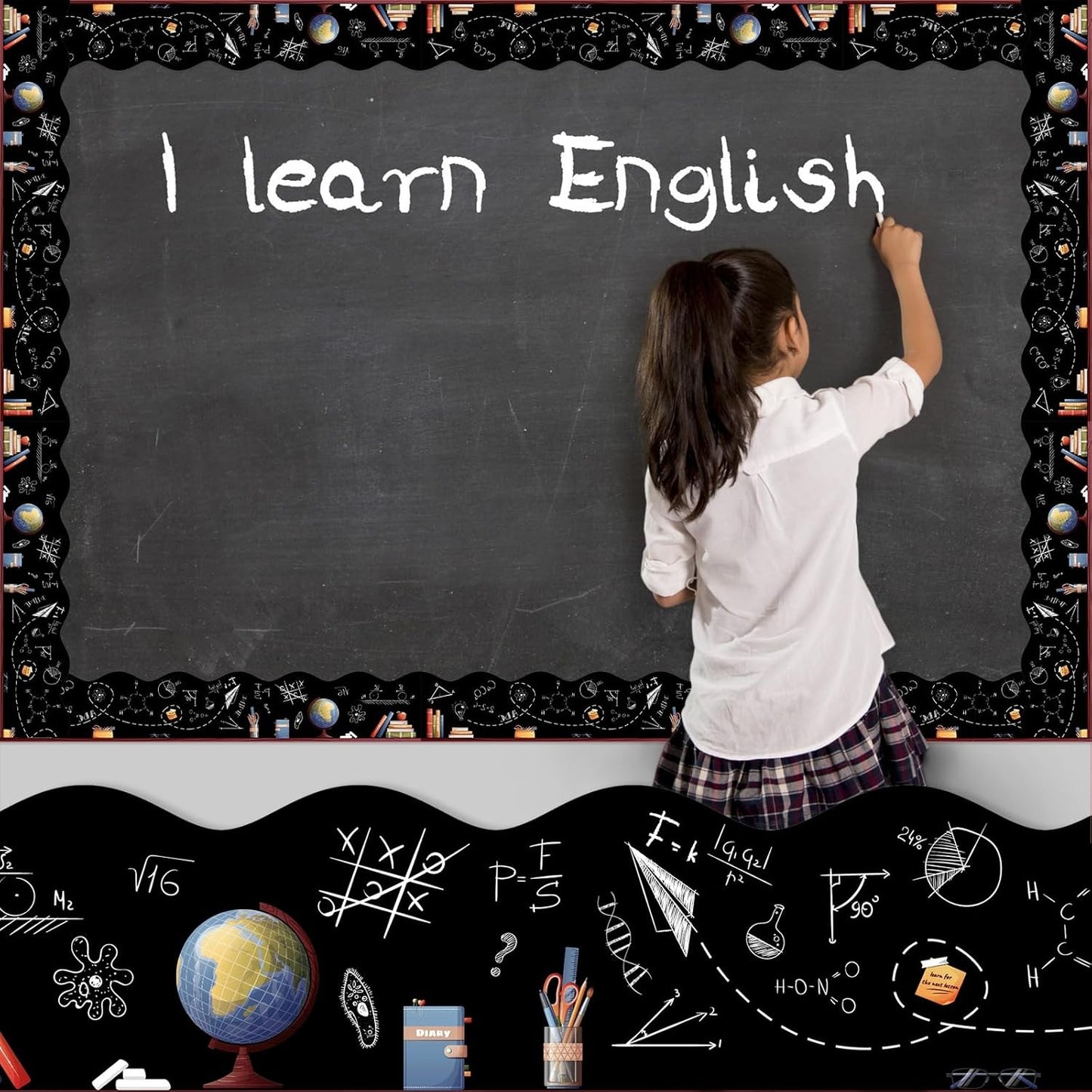 12pcs Magnetic Bulletin Board Borders 11.81x1.97in Blackboards Chalk Style