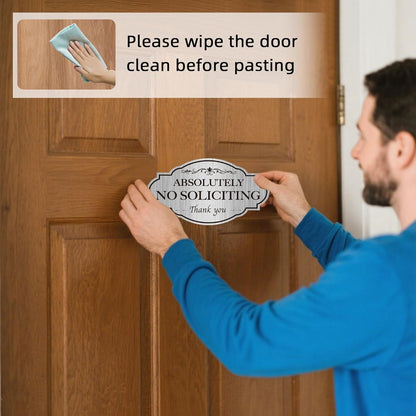 3-Pack Oval No Soliciting Stickers, Waterproof Reflective Silver for Door