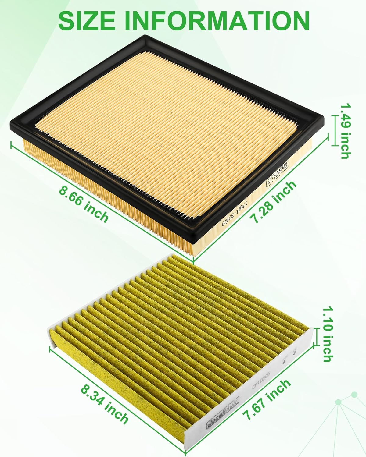 Air Filter Set for Toyota Hybrid Prius/Prius Plug-In/Prius V(2010-18)