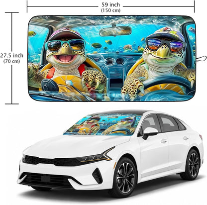 Sea Turtles Car Windshield Sun Shade Foldable Sunshade Front Window Cover