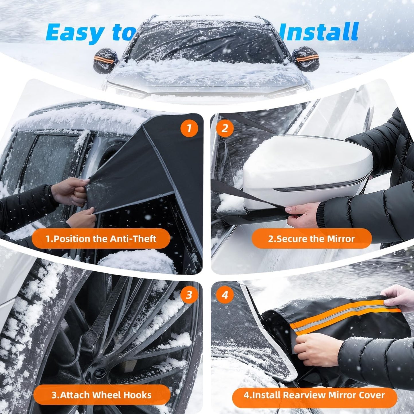 [2026 Upgraded] Car Windshield Cover for Ice and Snow [700D Waterproof Fabric]