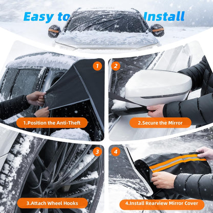 [2026 Upgraded] Car Windshield Cover for Ice and Snow [700D Waterproof Fabric]