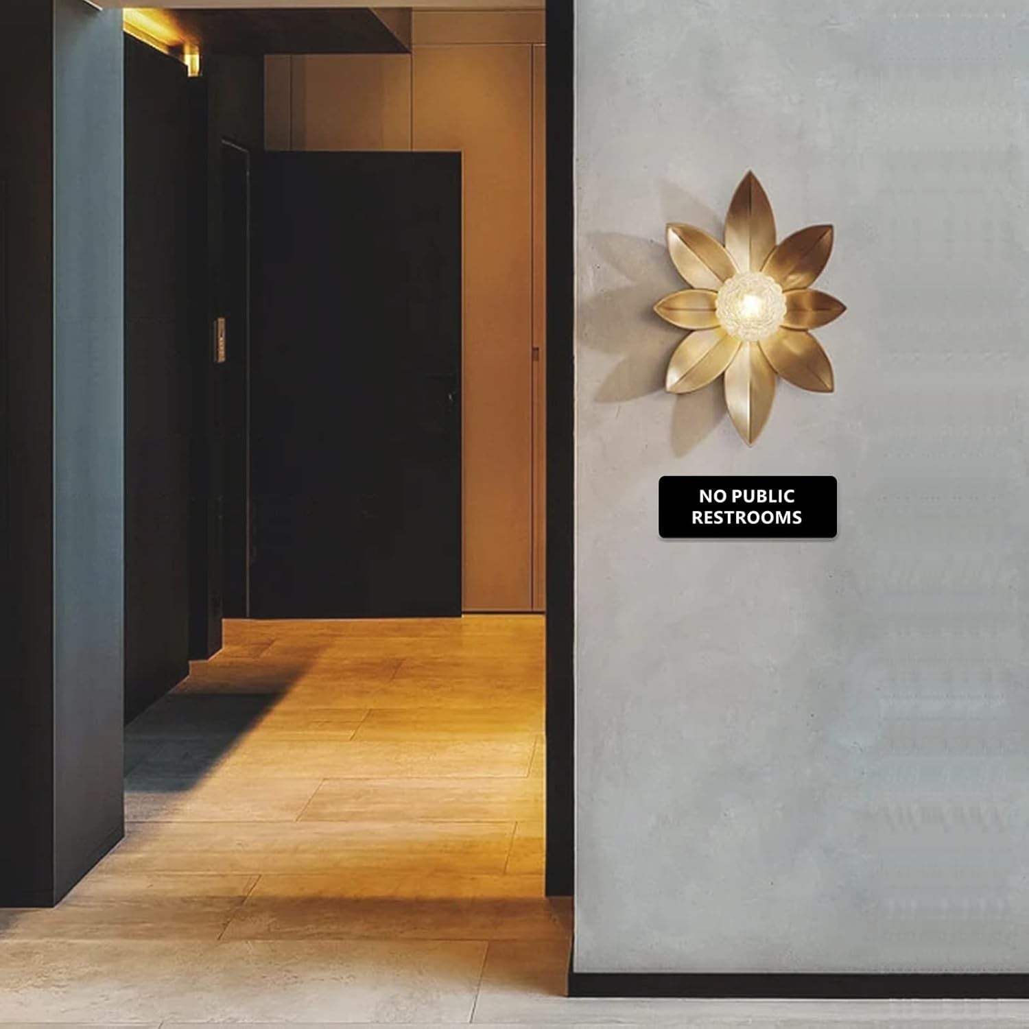 No Public Restrooms Sign, 9"x 3" in Sign, with Double Sided 3M Tape (Black)