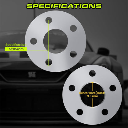 10mm Hubcentric Wheel Spacers 5x115 For Dodge Charger 2006-2022 Chrysler 2pcs
