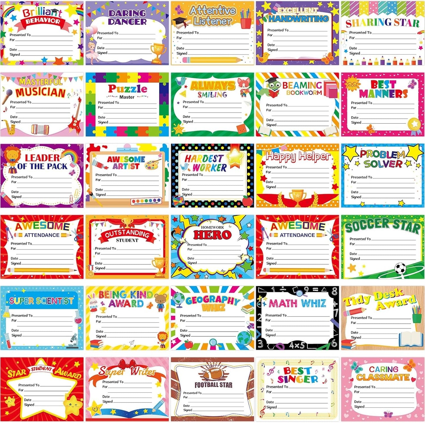 94Pcs Student of Award Certificates End of School Random style shipping Softball