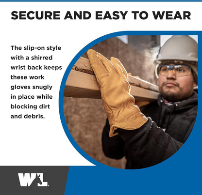 Insulated Leather Work Gloves for Men- Full Grain Cowhide- 3M Thinsulate