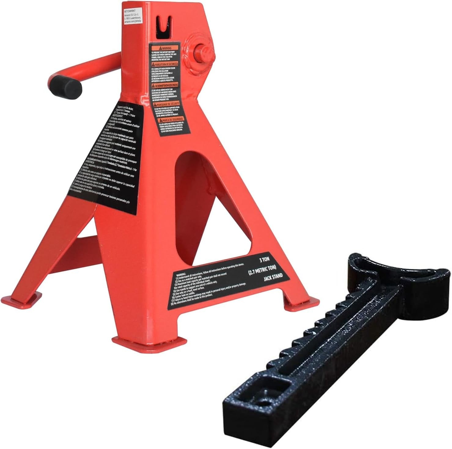 Steel Jack Auto Stands, 3 Ton (2.7 metric Ton) Capacity, Easy to Use, Adjustable