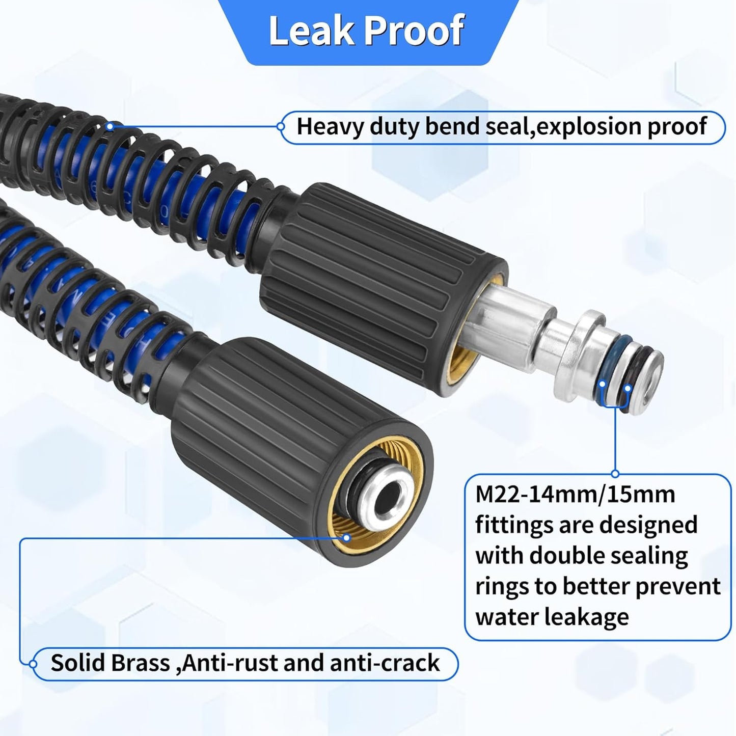 Pressure Power Washer Hose 25 FT x 1/4" Super Flexible Kink Resistant Car Washer