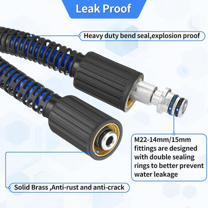 Pressure Power Washer Hose 25 FT x 1/4" Super Flexible Kink Resistant Car Washer