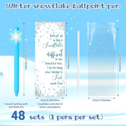 48 Sets Christmas Snowflake Ballpoint Pen Student Winter Gift Bulk Inspirational