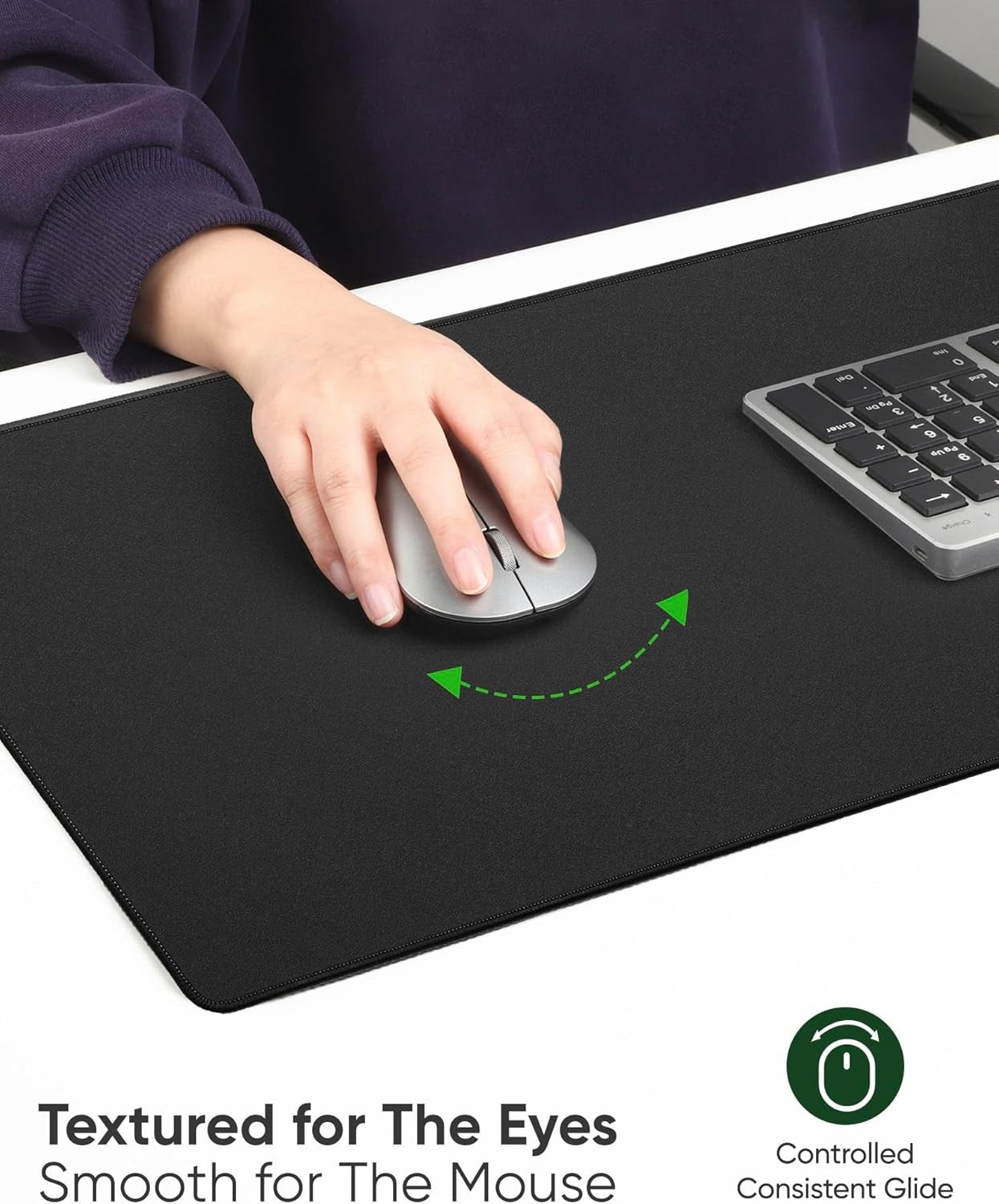 Black Waterproof Desk Mat, Large Mouse Pad with Extended 11.81''x31.50''x0.12''