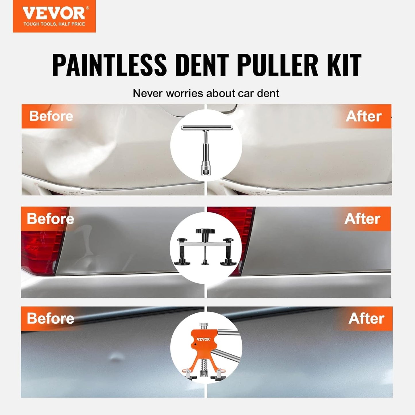 73 PCS Dent Repair Kit, Auto Car Body Paintless Dent Removal Tool Kit, Golden