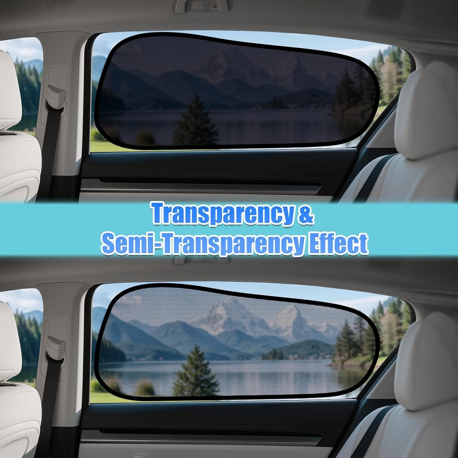 Car Window Shades for Tesla Model Y - Sun Shade Semi-Transparent Rear Window