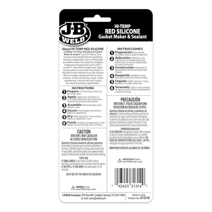 31314 Red High Temperature RTV Silicone Gasket Maker and Sealant - 3 oz. - 2Pack