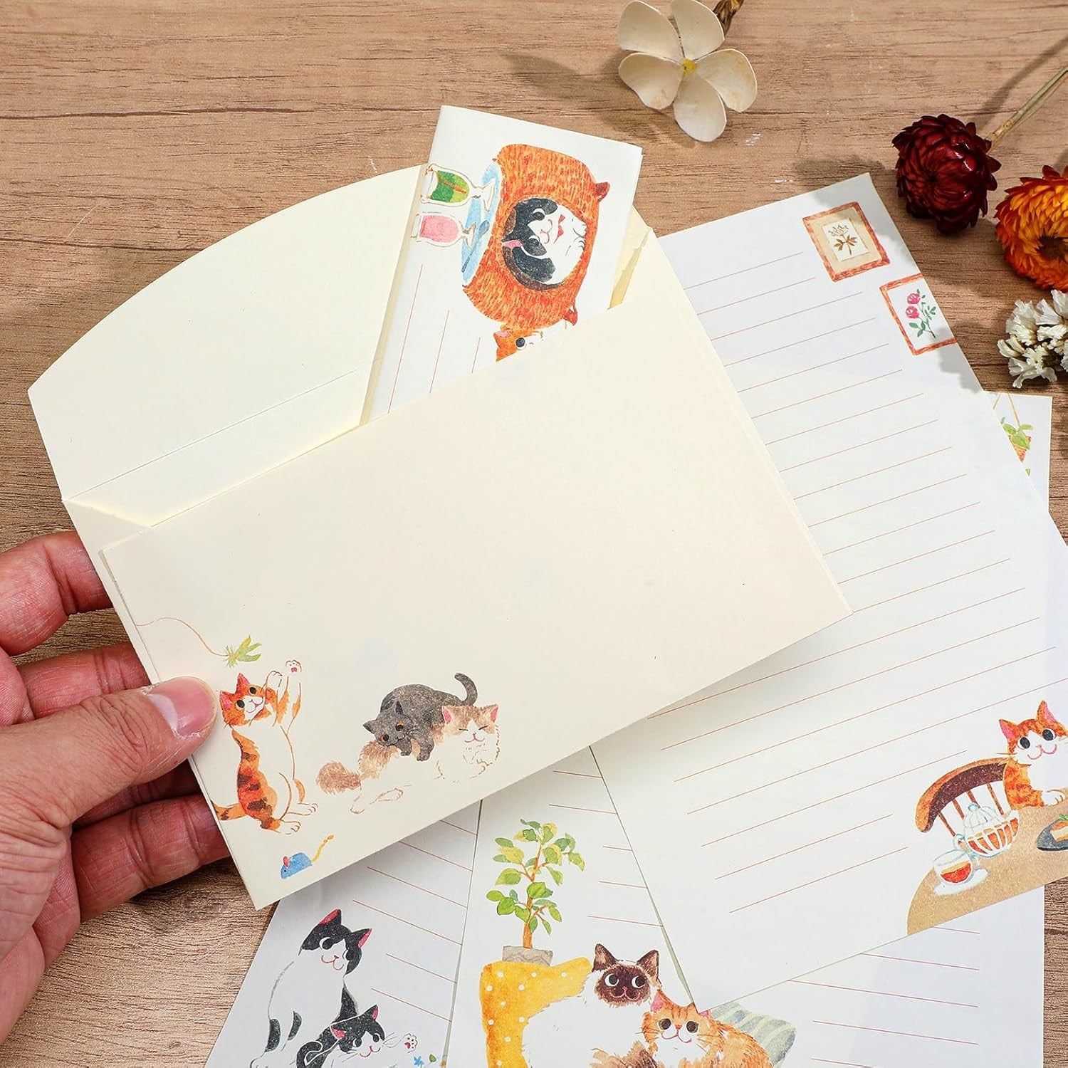 Writing Paper and Envelopes Set, 36pcs Vintage Fresh Cute Cat Letter Stationery