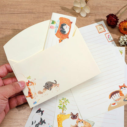 Writing Paper and Envelopes Set, 36pcs Vintage Fresh Cute Cat Letter Stationery